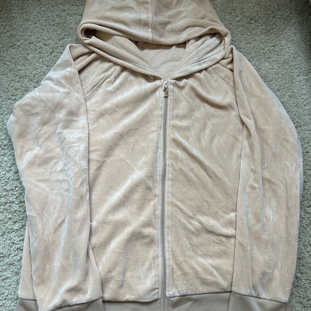 tan juicy couture zip up hoodie size xl
